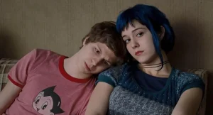 Scott Pilgrim video oyun efektleri – Scott ve Ramona kanepede, filmden bir sahne